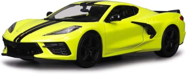 2020 Chevy Corvette Stingray Z51 Coupe Yellow with Black Stripes 1/24 Diecast Model Car by Maisto 31527 - Image 3