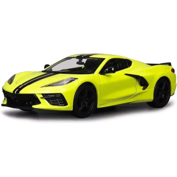 2020 Chevy Corvette Stingray Z51 Coupe Yellow with Black Stripes 1/24 Diecast Model Car by Maisto 31527